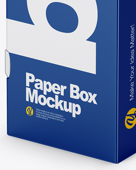 Paper Box Mockup - Half Side View (High-Angle Shot)