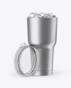 Matte Metallic Thermo Cup With Cap Mockup