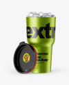 Matte Metallic Thermo Cup With Cap Mockup