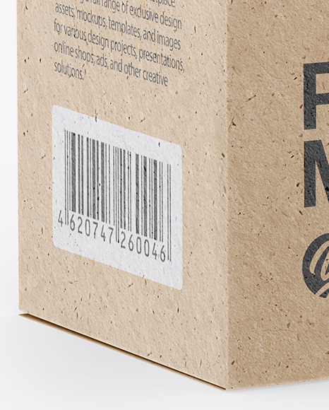 Kraft Box Mockup - Half Side View