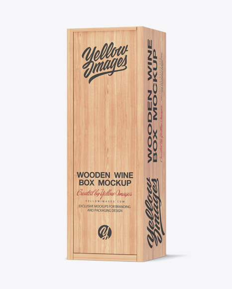 Wooden Wine Box Mockup - Half Side View