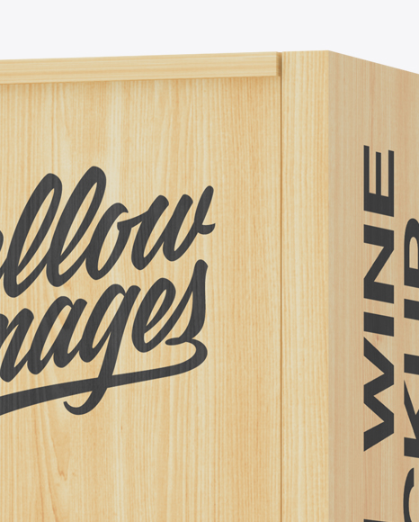 Wooden Wine Box Mockup - Half Side View