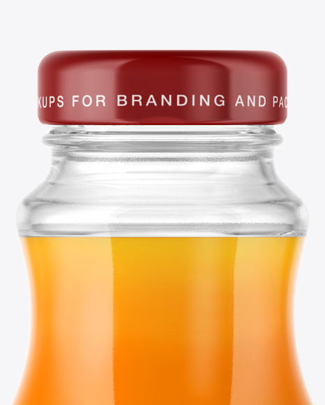 Clear Glass Bottle with Carrot Juice Mockup