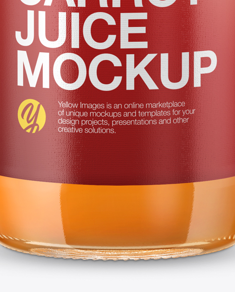 Clear Glass Bottle with Carrot Juice Mockup