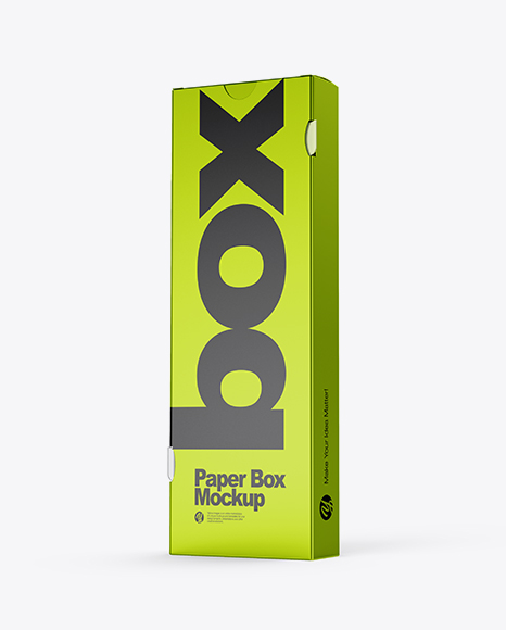 Matte & Metallic Paper Box Mockup - Half Side View