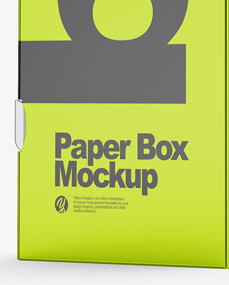 Matte & Metallic Paper Box Mockup - Half Side View