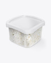 Transparent Container with Feta Cheese Mockup - Half Side View (High-Angle Shot)