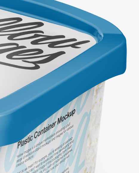 Transparent Container with Feta Cheese Mockup - Half Side View (High-Angle Shot)