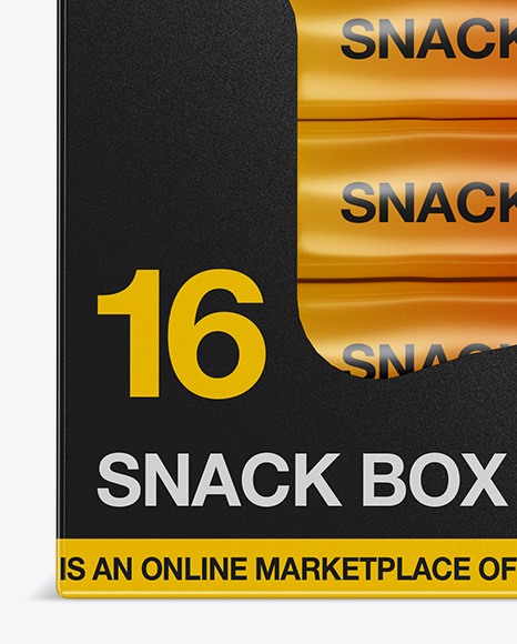 16 Snack Bars Glossy Display Box Mockup - Front View