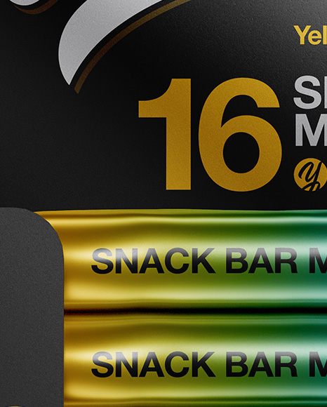 16 Snack Bars Metallic Display Box Mockup - Front View