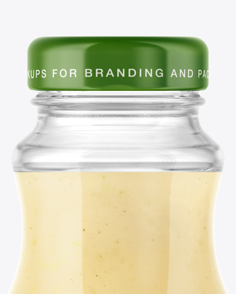 Clear Glass Bottle with Banana Smoothie Mockup