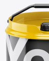 Glossy Oil Tin Can Mockup - High-Angle Shot