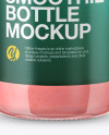 Clear Glass Bottle with Strawberry Smoothie Mockup