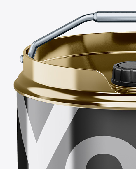 Metallic Oil Tin Can Mockup - High-Angle Shot