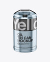 Matte Metallic Oil Tin Can Mockup - High-Angle Shot