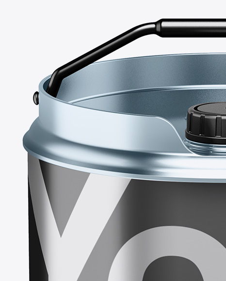 Matte Metallic Oil Tin Can Mockup - High-Angle Shot