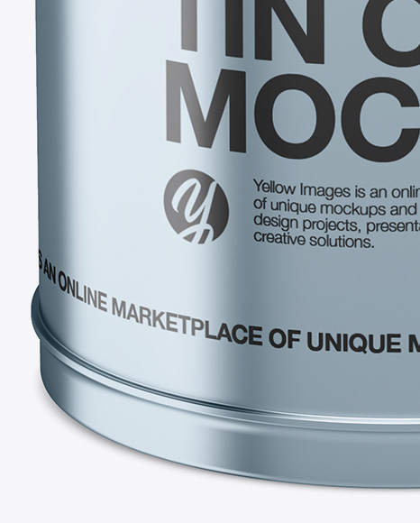 Matte Metallic Oil Tin Can Mockup - High-Angle Shot