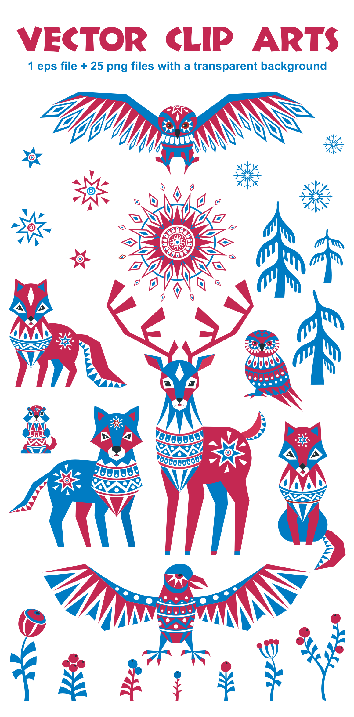 Northern tale. Arctic animals in Tribal style. Northern tale. Arctic animals in Tribal style.
