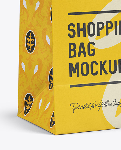 Paper Shopping Bag Mockup - Halfside View (Eye-Level Shot)