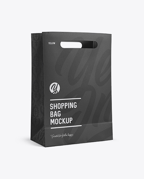 Paper Shopping Bag Mockup - Halfside View (Eye-Level Shot)