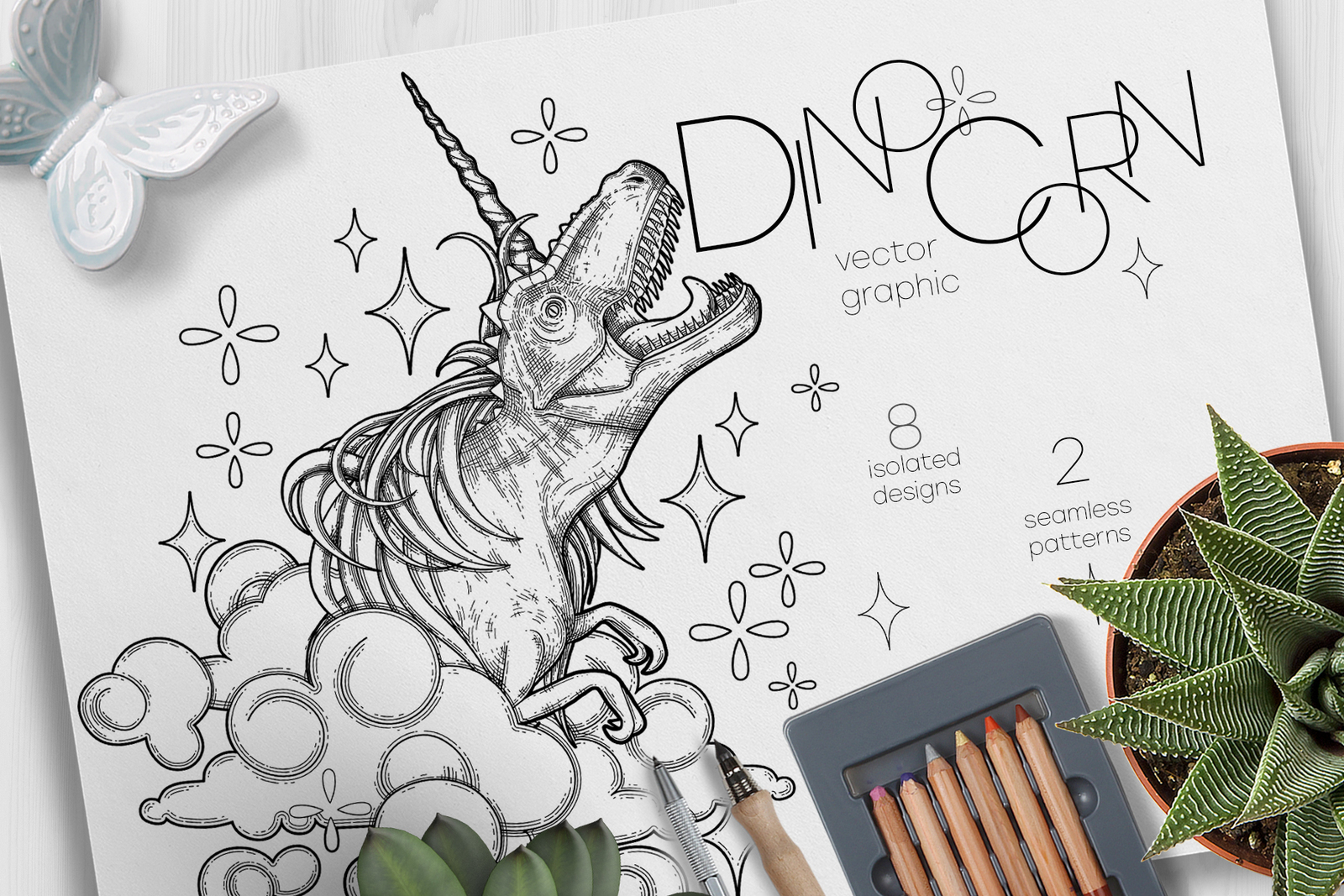 Dinocorn - coloring pages