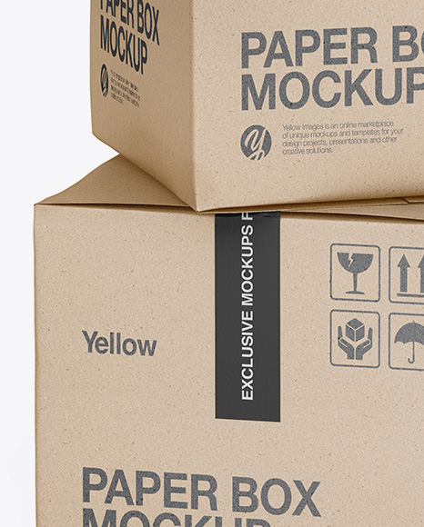 Two Kraft Boxes Mockup - Half Side View