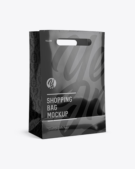 Glossy Shopping Bag Mockup - Halfside View (Eye-Level Shot)