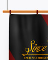 Vertical Flag With Wooden Pole Mockup - Front View