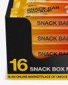 16 Snack Bars Glossy Display Box Mockup - Front View (High-Angle Shot)