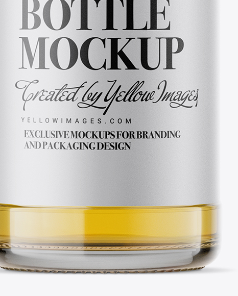 Clear Glass Yellow Drink Bottle Mockup