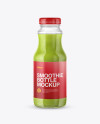 Clear Glass Bottle with Green Smoothie Mockup