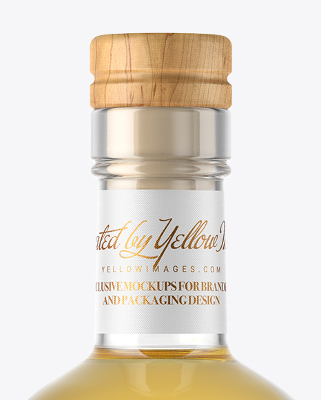 Golden Tequila Bottle with Wooden Cap Mockup