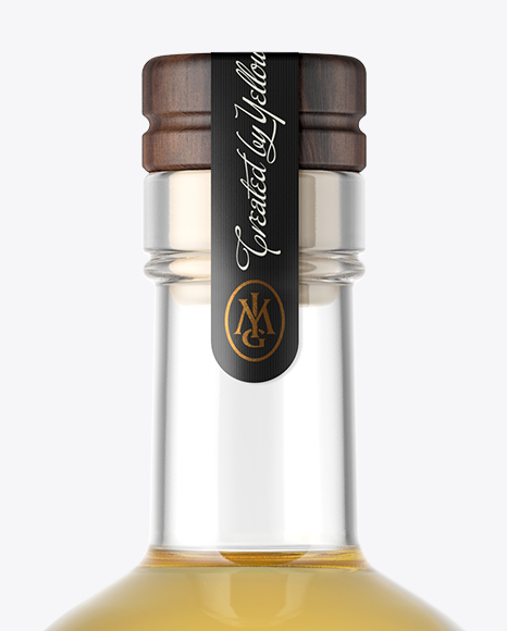 Golden Tequila Bottle with Wooden Cap Mockup