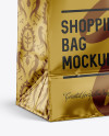 Metallic Shopping Bag Mockup - Halfside View (Eye-Level Shot)