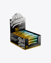 16 Snack Bars Metallic Display Box Mockup - Half Side View (High-Angle Shot)