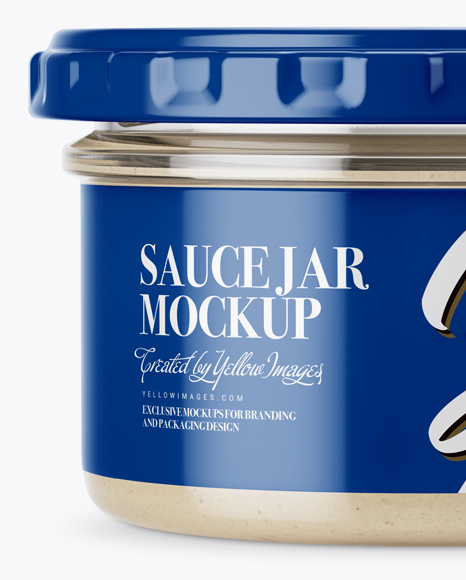 Clear Glass Cesar Sauce Jar Mockup