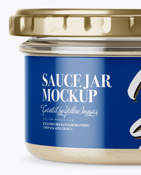 Clear Glass Cesar Sauce Jar Mockup