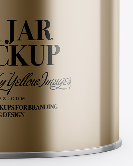 Metallic Tea Round Jar With Locking Lid Mockup