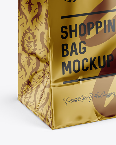 Metallic Shopping Bag Mockup - Halfside View (High Angle Shot)