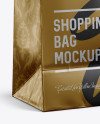 Matte Metallic Shopping Bag Mockup - Halfside View (Eye-Level Shot)