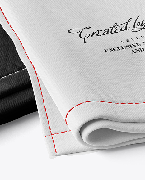 Two Folded Kitchen Towels Mockup - Half Side View