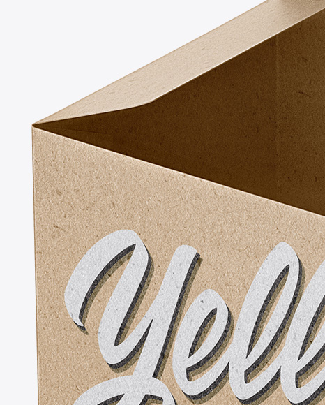 Opened Kraft Box Mockup - Half Side View (High-Angle Shot) Opened Kraft Box Mockup - Half Side View (High-Angle Shot)
