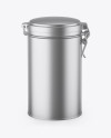 Matte Metallic Tea Round Jar With Locking Lid Mockup - High-Angle Shot