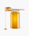 Honey Jar With Spoon Mockup - Front View (High-Angle Shot)