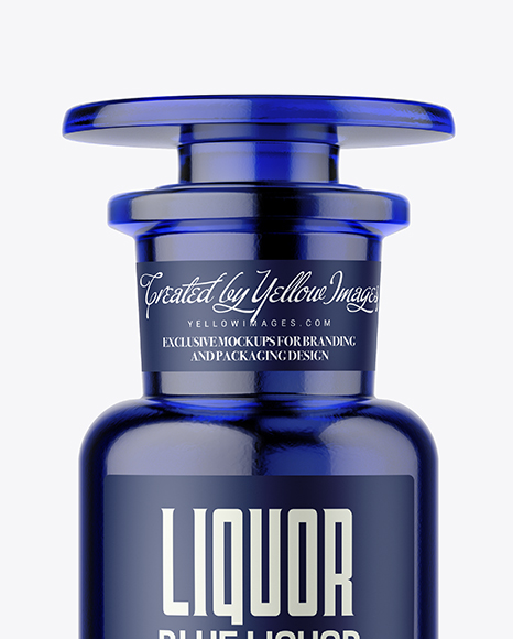 Blue Glass Bottle Mockup