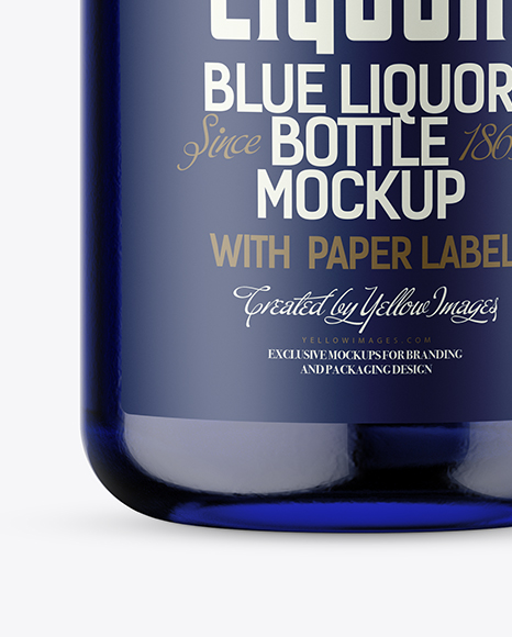 Blue Glass Bottle Mockup