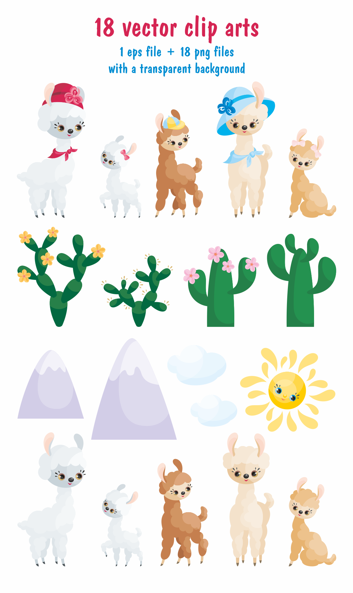 Mama Llama. Vector clip arts for Mother&#039;s Day.