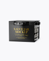 Clear Glass Sauce Jar in Paperboard Sleeve Mockup Clear Glass Sauce Jar in Paperboard Sleeve Mockup