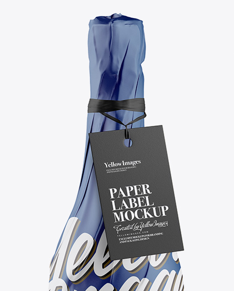 Wine Bottle in Matte Paper Wrap With Label Mockup