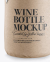 Wine Bottle in Kraft Wrap With Label Mockup